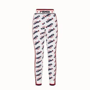 Fendi Logo Print White and Black Leggings